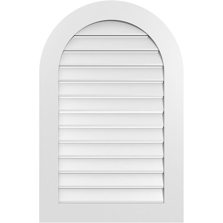 Ekena Millwork Round Top Surface Mount PVC Gable Vent: Functional, w/ 3-1/2"W x 1"P Standard Frame, 26"W x 40"H GVPRT26X4001SF